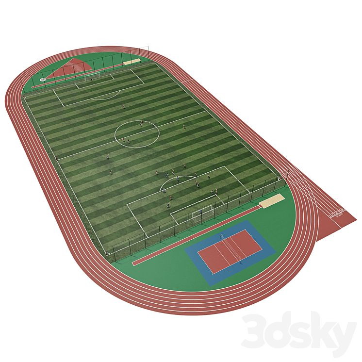 Football field with players 3DS Max Model - thumbnail 2