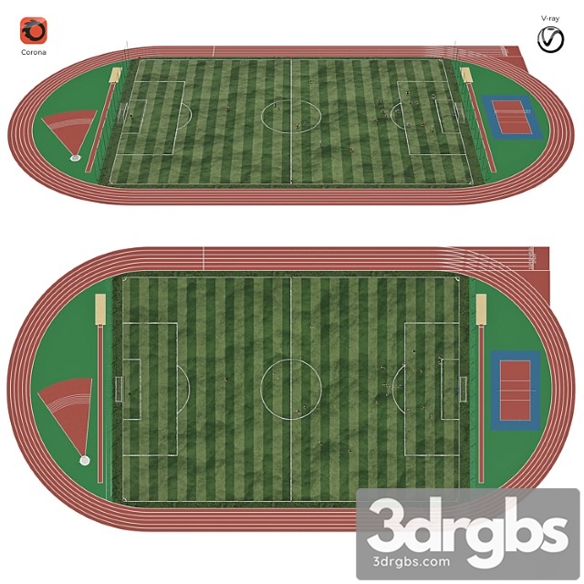 Football field with players - thumbnail 1