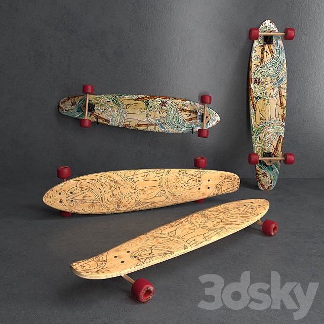 GLOBE KAGUYA BAMBOO longboards 3DS Max Model - thumbnail 1