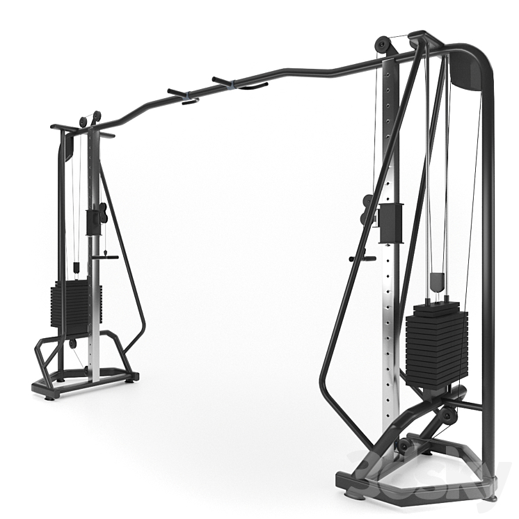 Gym Equipment – Cable Cross Over 3DS Max - thumbnail 2