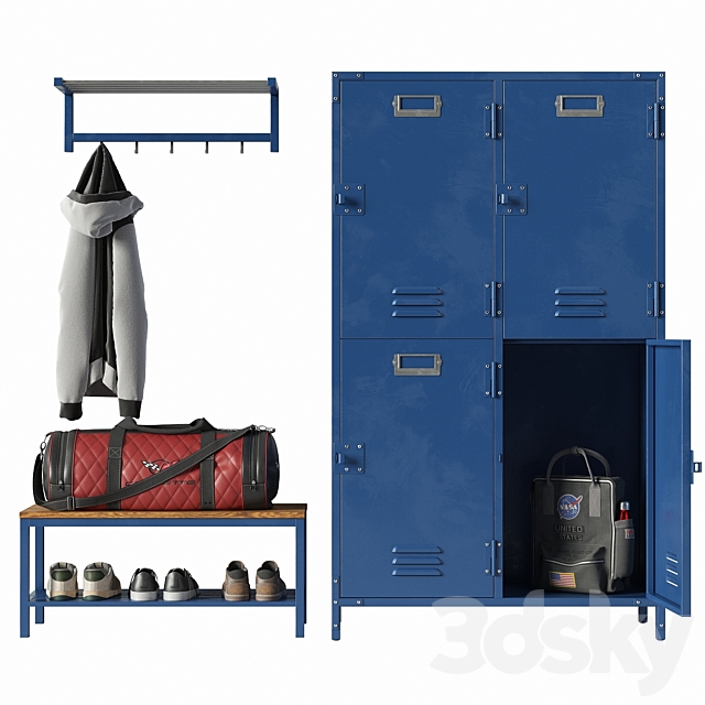 Gym locker room 3DS Max Model - thumbnail 2