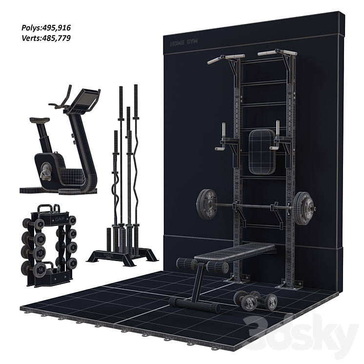 GYM-Room-Bodybuilding 3DS Max - thumbnail 2