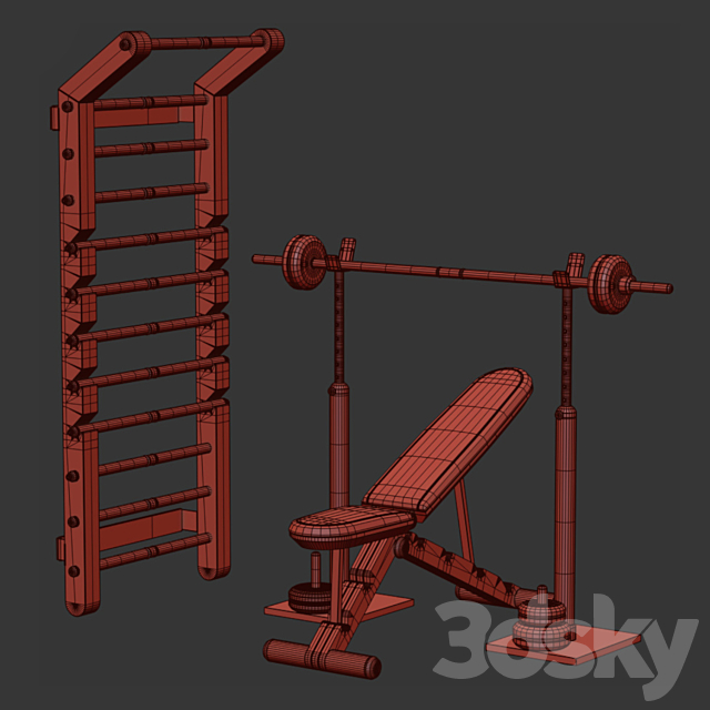 GYM set 01 3DS Max Model - thumbnail 4