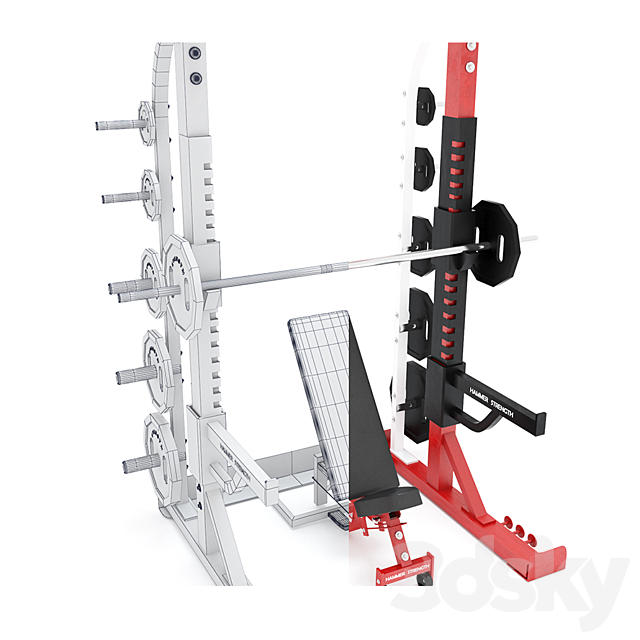 HALF RACK_ Hammer strength 3DS Max Model - thumbnail 2