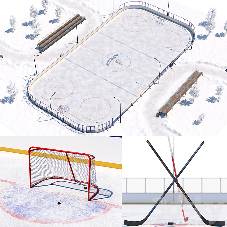 Hockey field 3DS Max - thumbnail 1