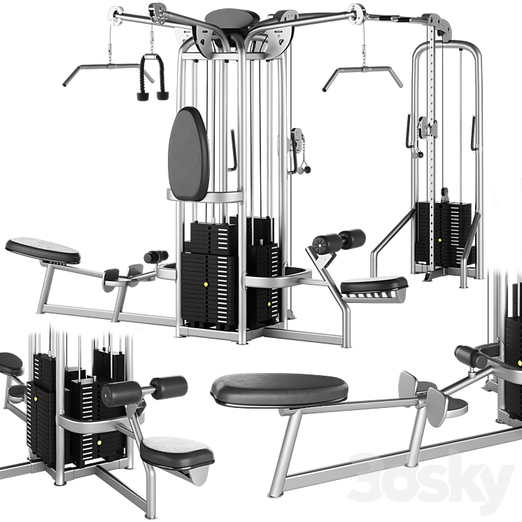 HOIST MULTI JUNGLE GYM SYSTEM CMJ-6600-S 6 STATION 3DS Max Model - thumbnail 1