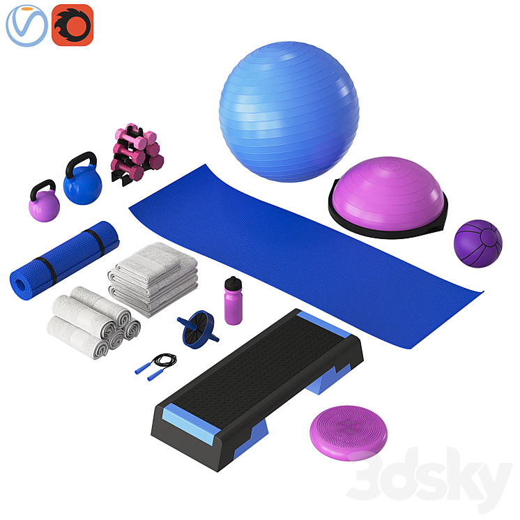 Home fitness set 3DS Max - thumbnail 1