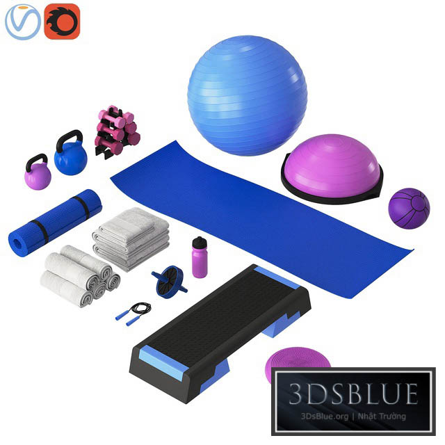 Home fitness set 3DS Max - thumbnail 3