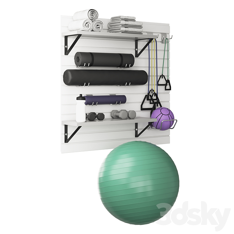 Home Fitness Set White 3DS Max Model - thumbnail 1