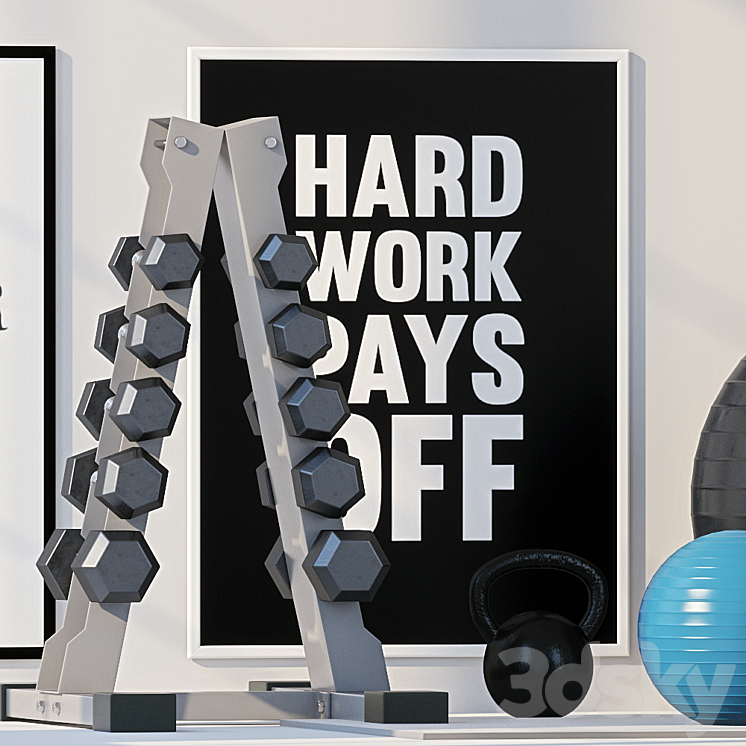 Home gym 2 3DS Max - thumbnail 2