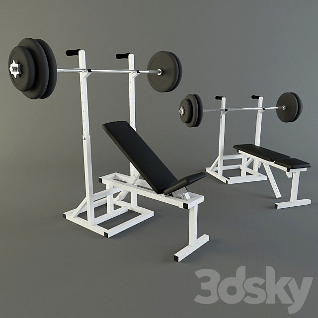 Home made trainer – Bench press 3DSMax File - thumbnail 1