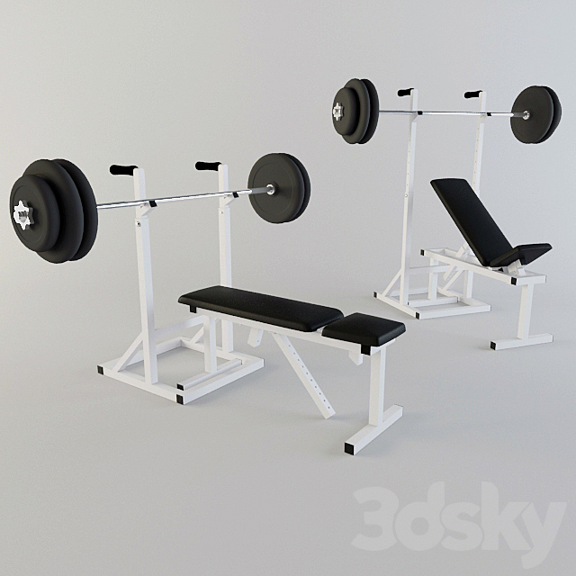 Home made trainer – Bench press 3DSMax File - thumbnail 2