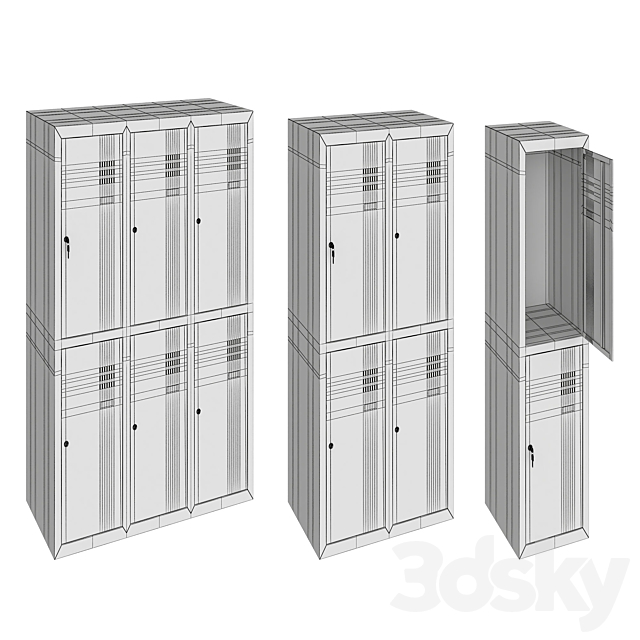 Locker for Dressing Room 3DS Max Model - thumbnail 2