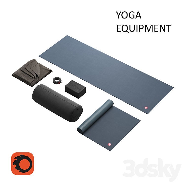 Manduka Yoga Equipment 3DS Max Model - thumbnail 3