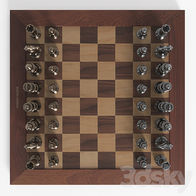 metal chess set 3ds Max - thumbnail 1