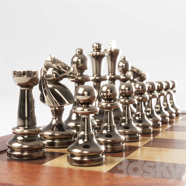 metal chess set 3ds Max - thumbnail 2