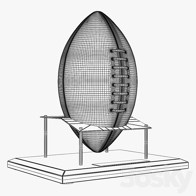 NFL Football Ball with Stand 3ds Max - thumbnail 3