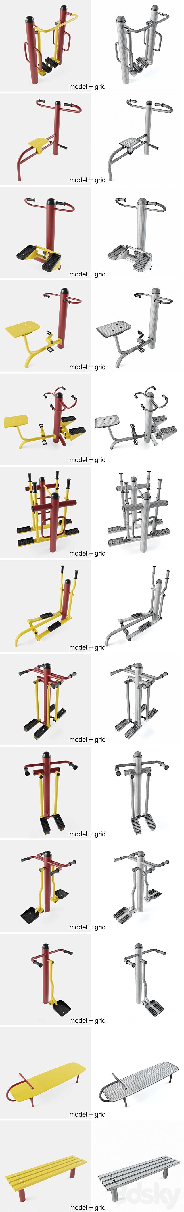 Outdoor Gym Set 1 3DS Max Model - thumbnail 2