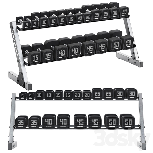 Premium Dumbbell Set and Dumbbell Rack 3DSMax File - thumbnail 1