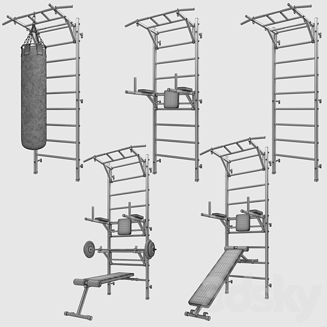 Record wall bars set 3DS Max Model - thumbnail 5