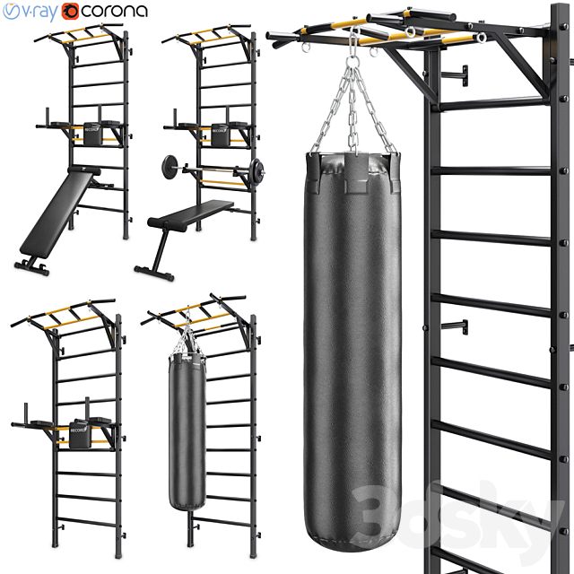 Record wall bars set 3DSMax File - thumbnail 1