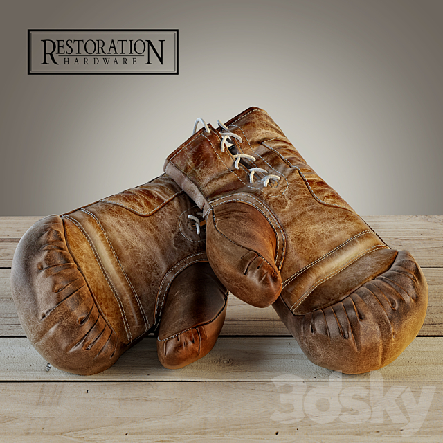 Restoration Hardware Vintage Leather Boxing Gloves 3DS Max Model - thumbnail 2