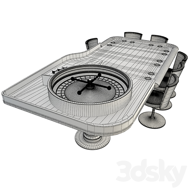 Roulette Table Casino 3DS Max Model - thumbnail 3