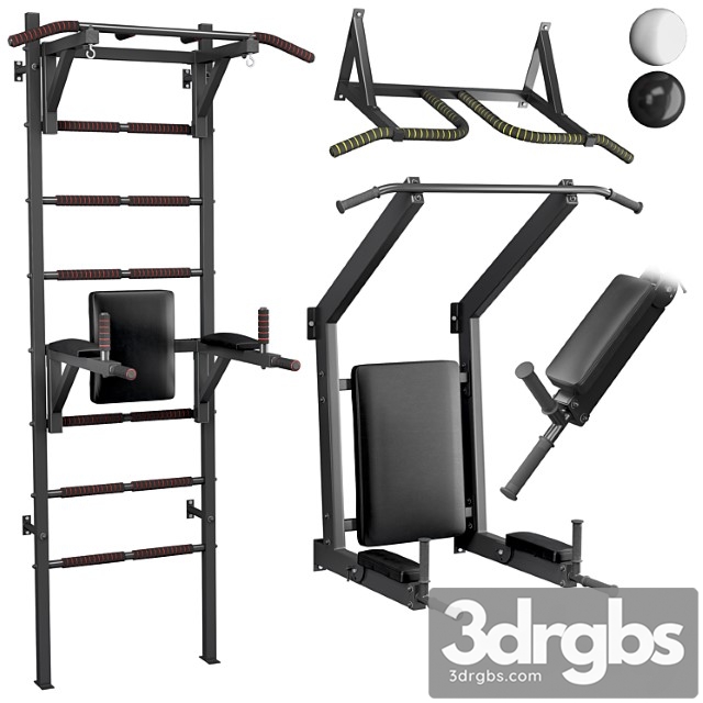 Set of Swedish Wall Barbell Press Folding Barbell and Wall Barbell 3dsmax Download - thumbnail 1