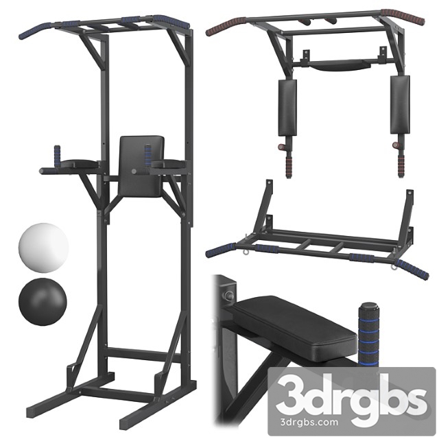 Set – wall horizontal bar, horizontal bar 3 in 1 and full horizontal bar-bars-press - thumbnail 1