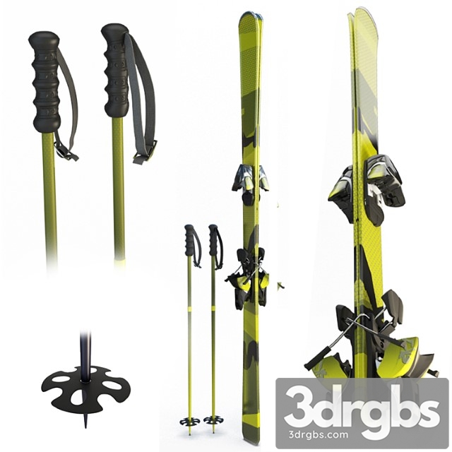 Skis and sticks 3dsmax Download - thumbnail 1