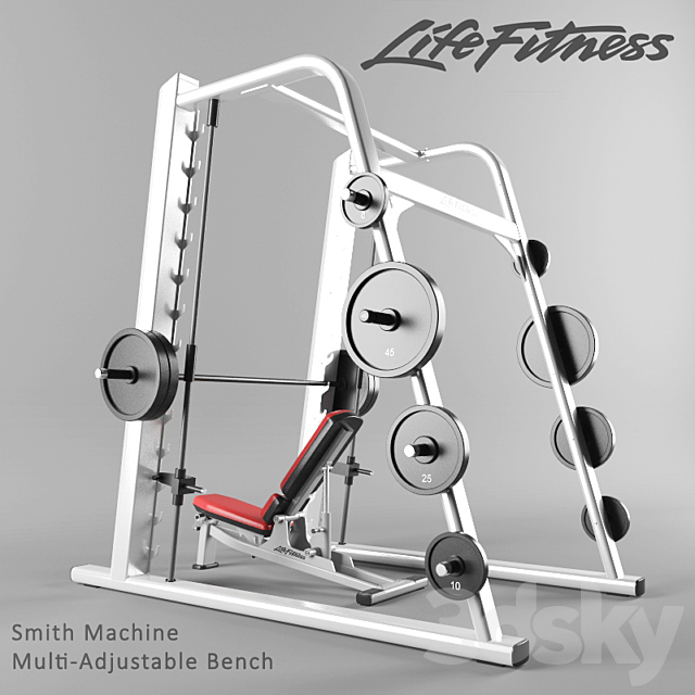 Smith machine and Multi-Adjustable Bench 3DS Max Model - thumbnail 2