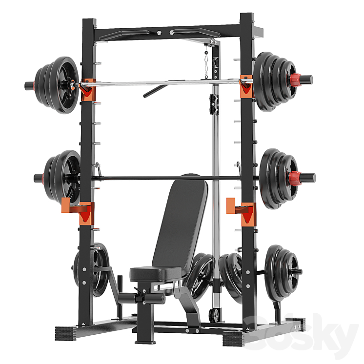 Smith machine power frame 3DS Max Model - thumbnail 1