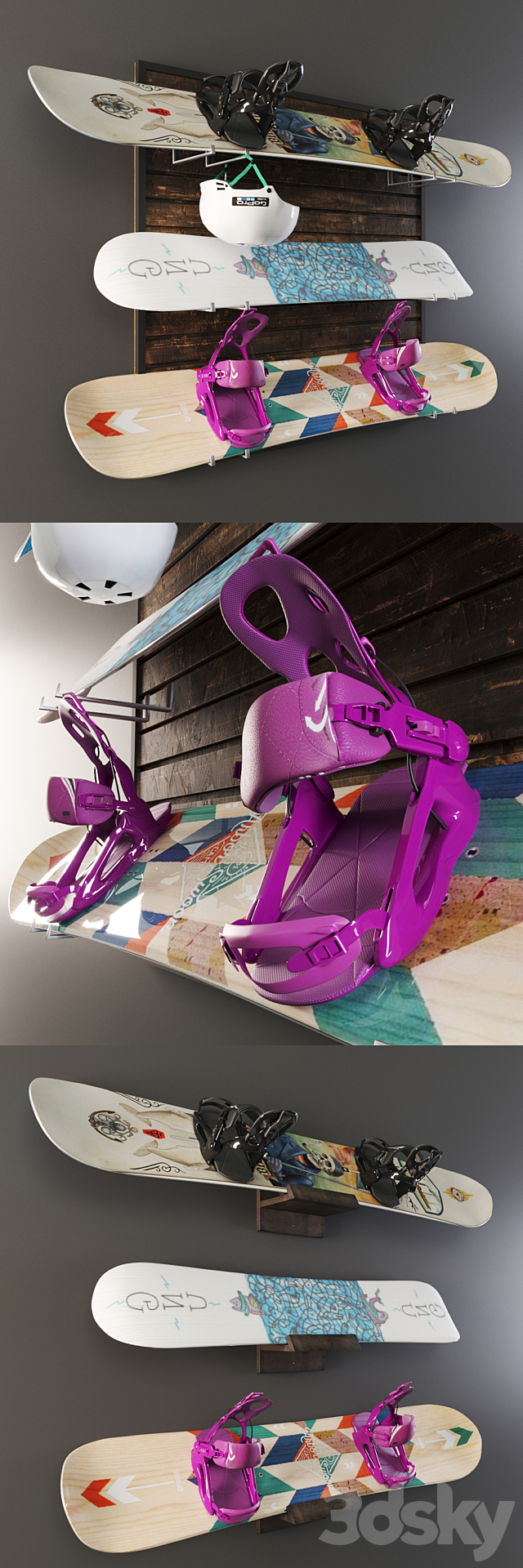 Snowboard storage set 3DS Max Model - thumbnail 2