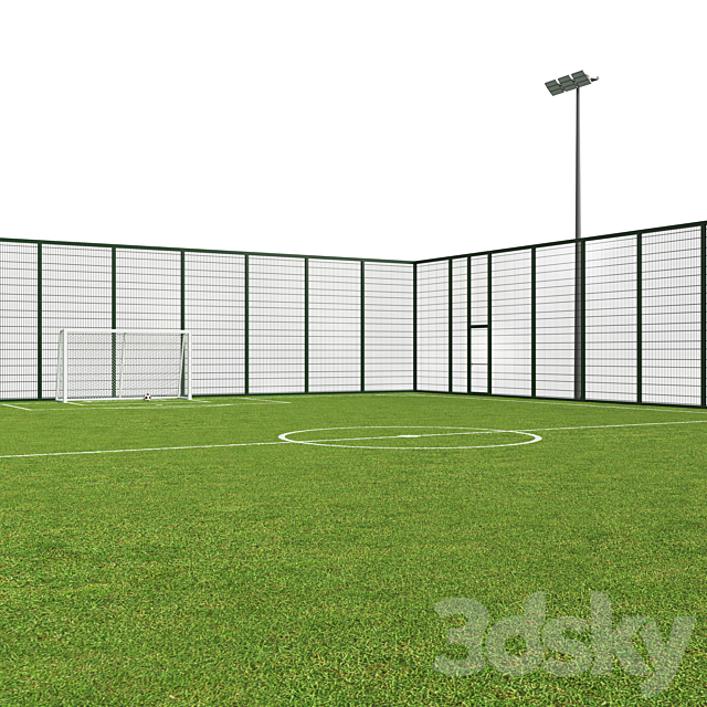 Soccer football field 3DS Max Model - thumbnail 2