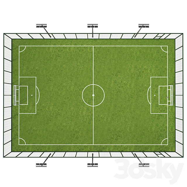 Soccer football field 3DS Max Model - thumbnail 3