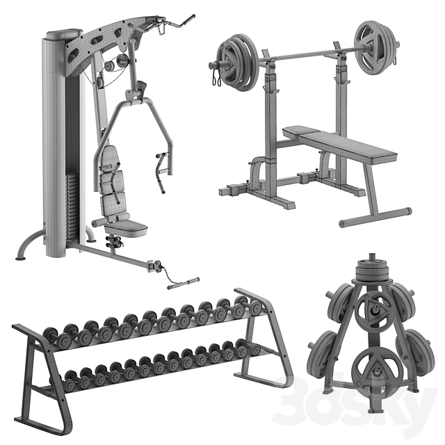 Sport gym equipment 3DS Max Model - thumbnail 2