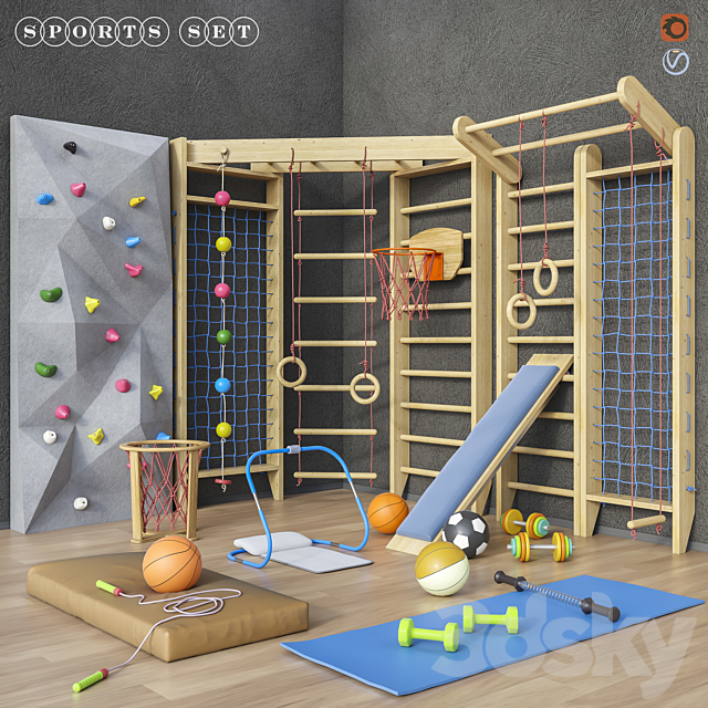 Sports furniture and equipment set 1 3DSMax File - thumbnail 1