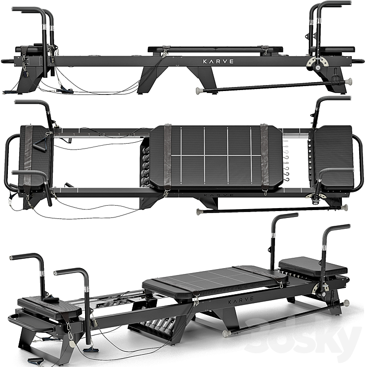 Sports trainer Pilates Reformer Machine 3DS Max Model - thumbnail 1