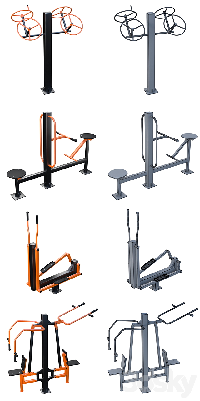 Street fitness equipment 01 3DS Max Model - thumbnail 2