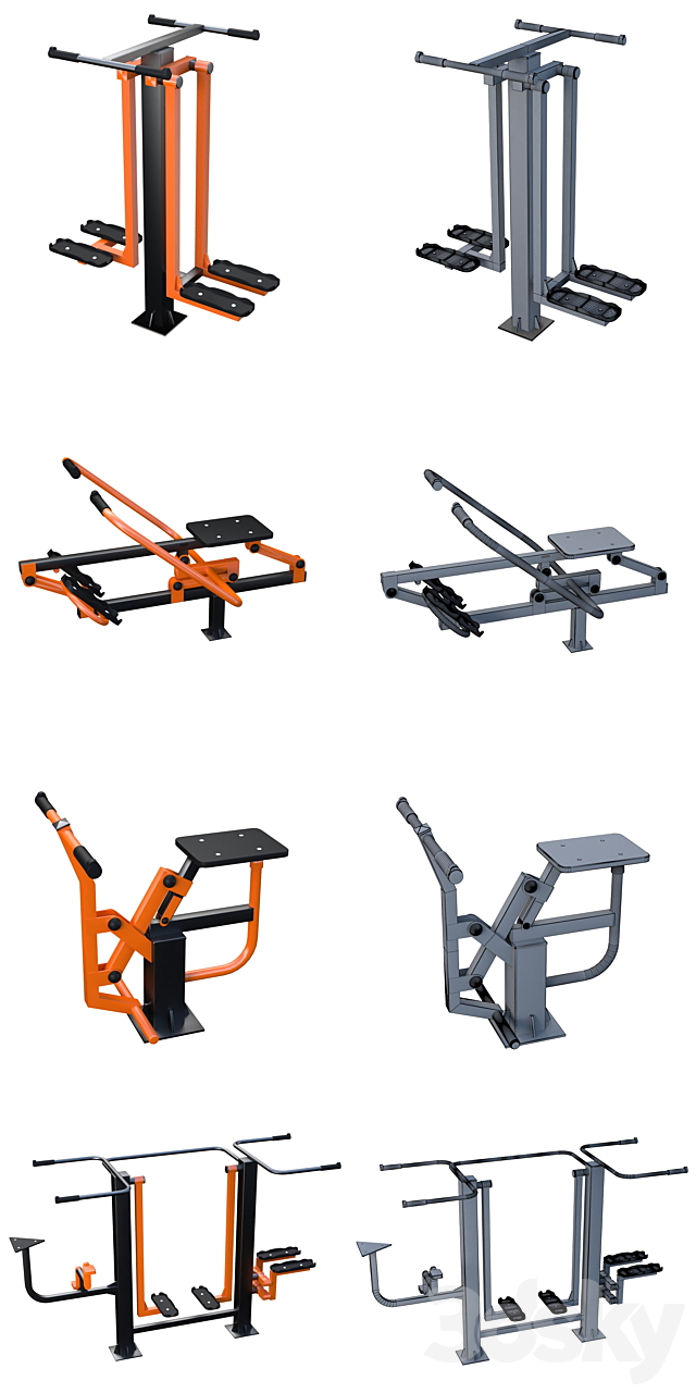 Street fitness equipment 03 3DS Max Model - thumbnail 2