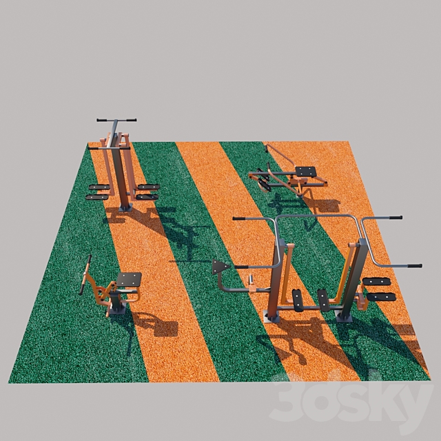 Street fitness equipment 03 3DS Max Model - thumbnail 3