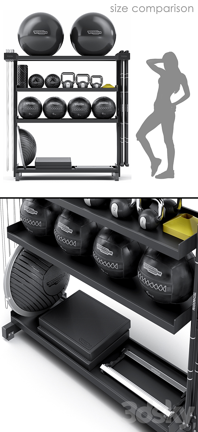 Stylish fitness set from Technogym SKILLTOOLS Kit. Sport equipment 3DS Max Model - thumbnail 2