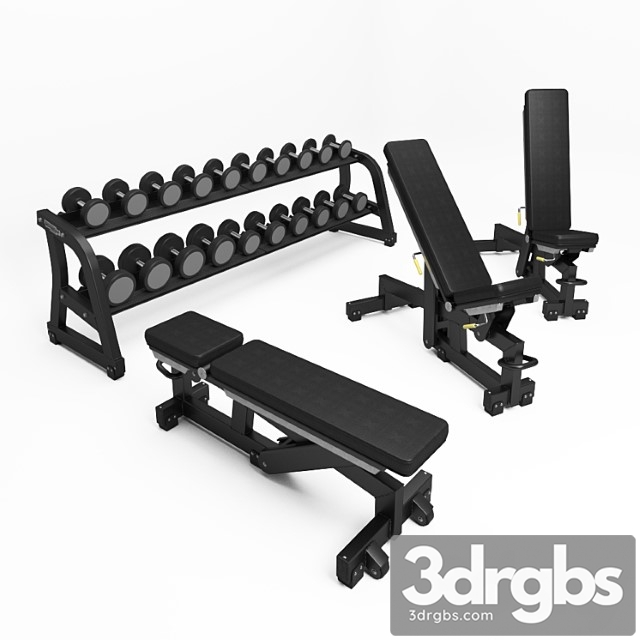 Technogym Pure Strength Adjustable Bench Free Weights Dumbbells 3dsmax Download - thumbnail 1