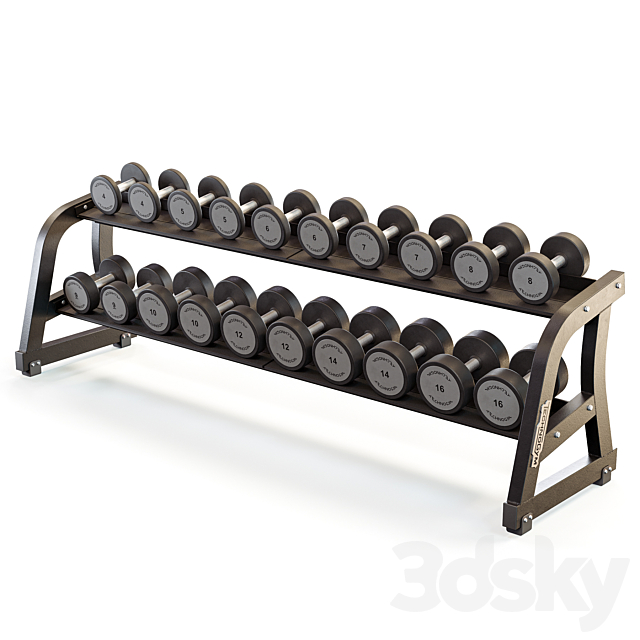 Technogym Two Tier Dumbbell Rack 3DS Max Model - thumbnail 2