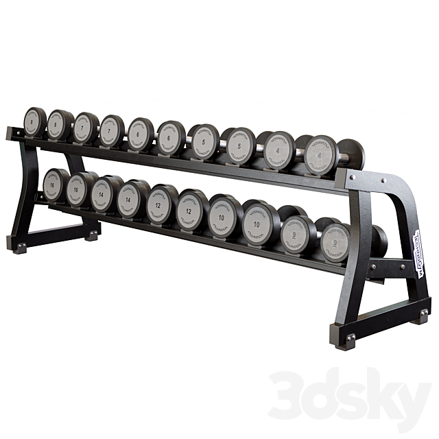 Technogym Two Tier Dumbbell Rack 3DS Max Model - thumbnail 4