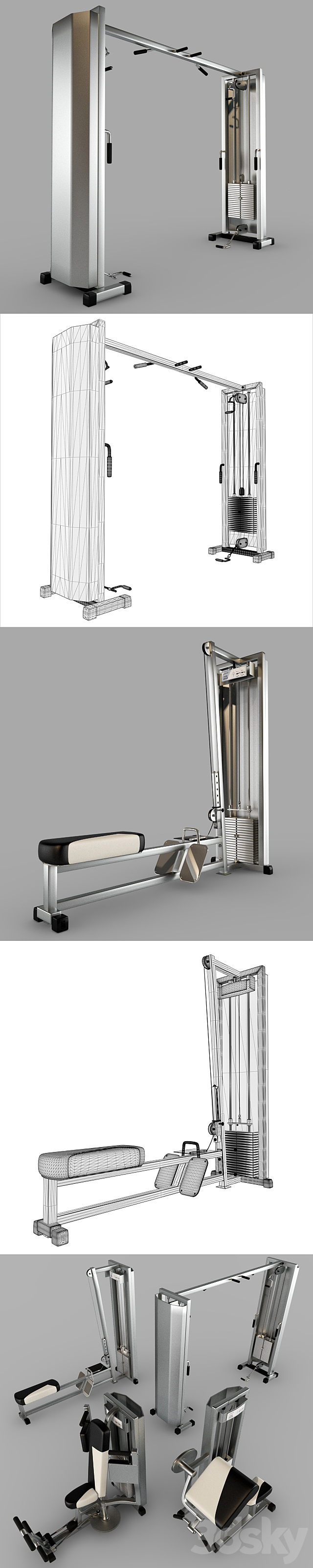 Trainers Technogym _ GYM MACHINE 3DS Max Model - thumbnail 2