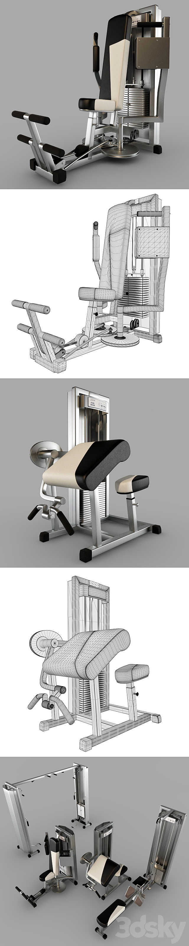 Trainers Technogym _ GYM MACHINE 3DS Max Model - thumbnail 3