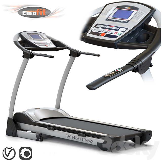 Treadmill EUROFIT Pacifica fitness. Training apparatus 3DS Max Model - thumbnail 1