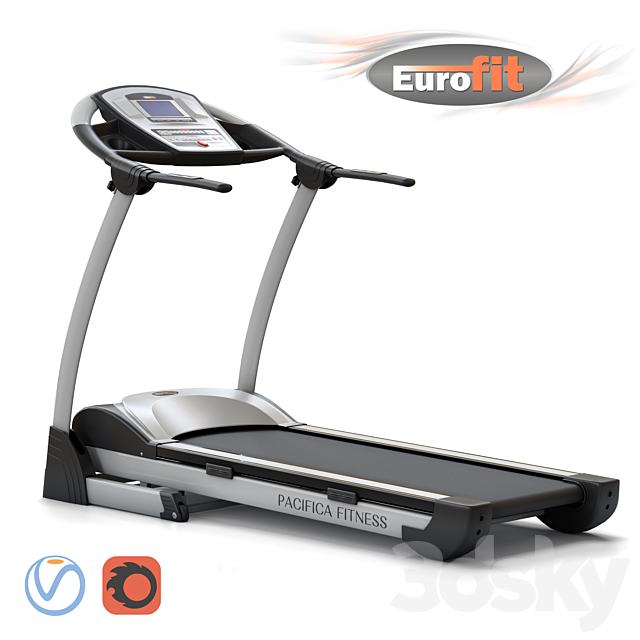 Treadmill EUROFIT Pacifica fitness. Training apparatus 3DS Max Model - thumbnail 2