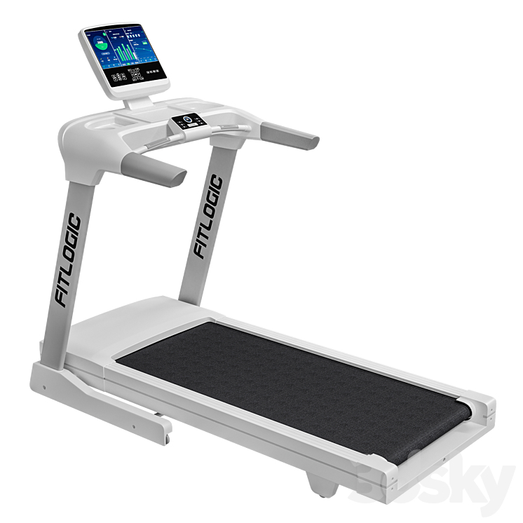 Treadmill FitLogic White 3DS Max Model - thumbnail 2